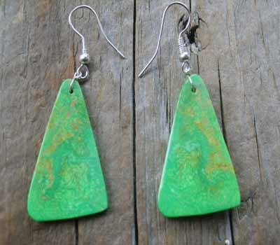 American Indian Earrings - Slab Briilliant Mojave Green C